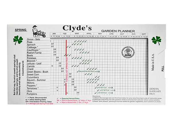 Clydes Vegetable Planting Slide Chart Clydes Garden Planner 
